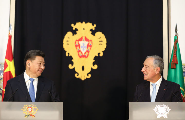 China's President Xi Jinping (L) and Portugal's President Marcelo Rebelo de Sousa (R) make a statement to the press after a meeting at Belem Palace in Lisbon, Portugal, 4 December 2018. Xi Jinping is on a two-day official visit to Portugal. JOAO RELVAS/LUSA